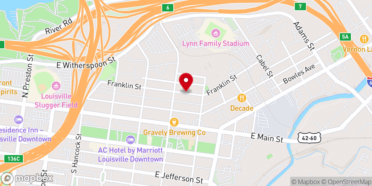 Map showing location of Franklin Street Baptist Church