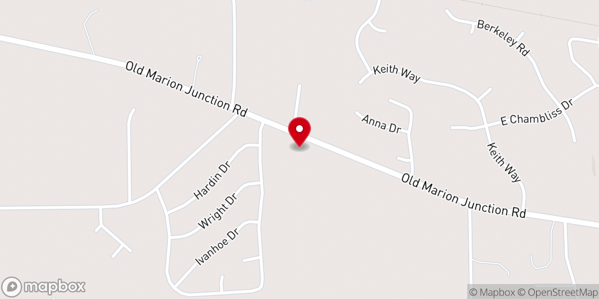 Map showing location of Marion Junction Church