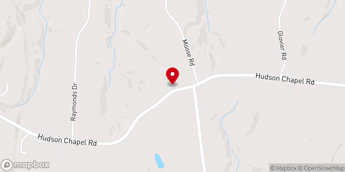 Map showing location of Hudsons Chapel Baptist Church