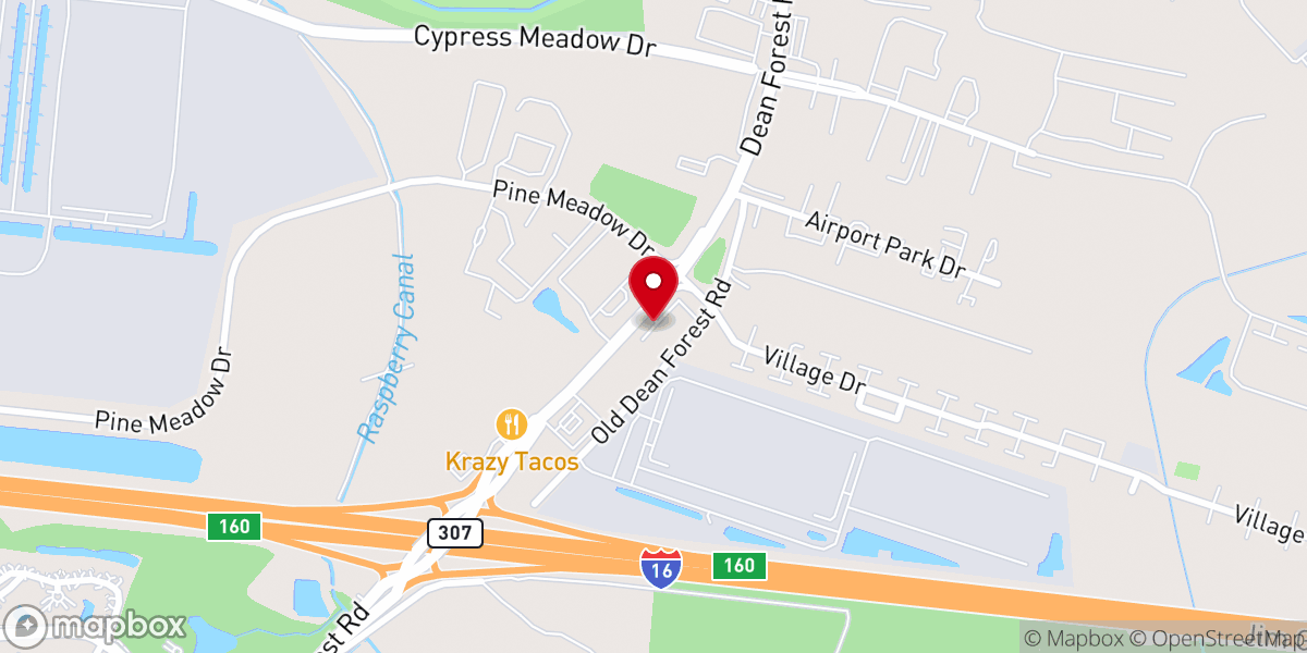 Map showing location of Dean Forest Baptist Church