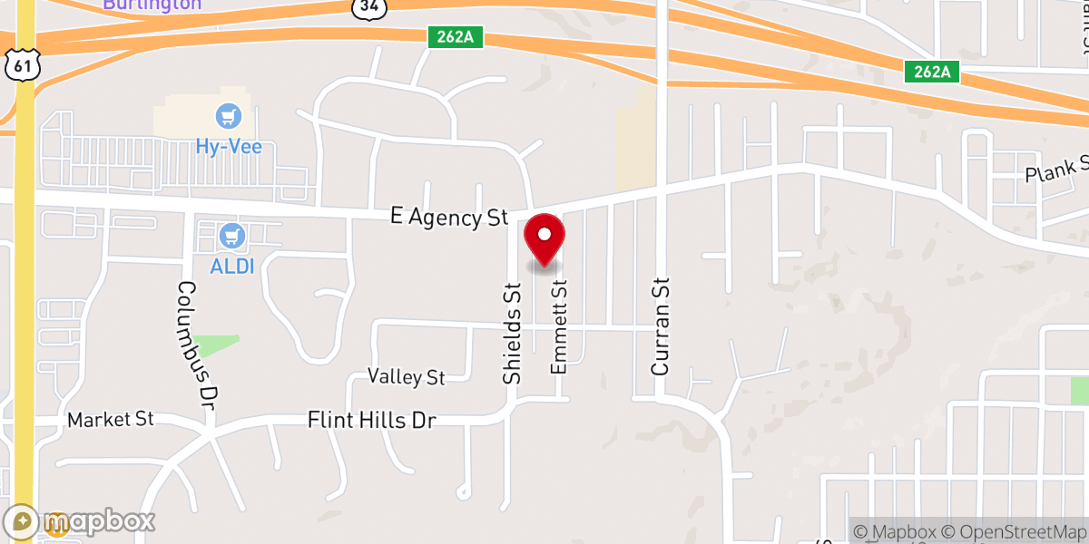 Map showing location of Riverside Baptist Church