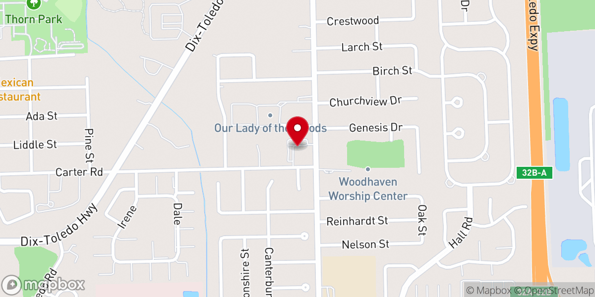 Map showing location of Woodhaven Baptist Church