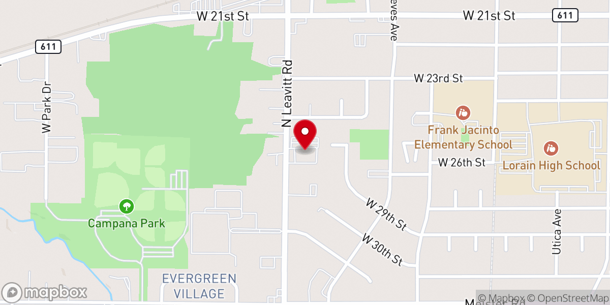 Map showing location of Great Lakes Church