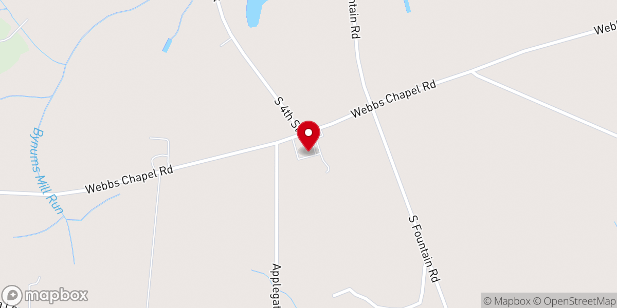 Map showing location of Webbs Chapel Baptist Church