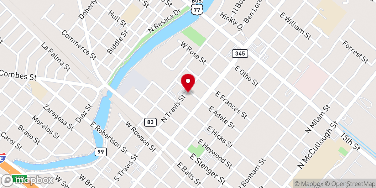 Map showing location of San Benito Food Pantry