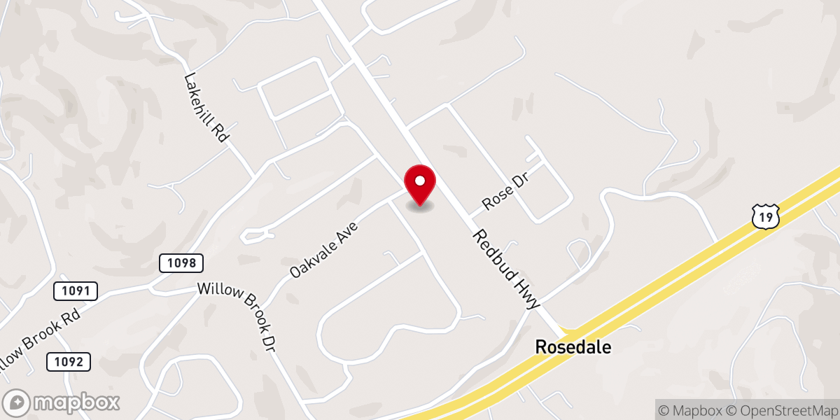 Map showing location of Rosedale Baptist Church