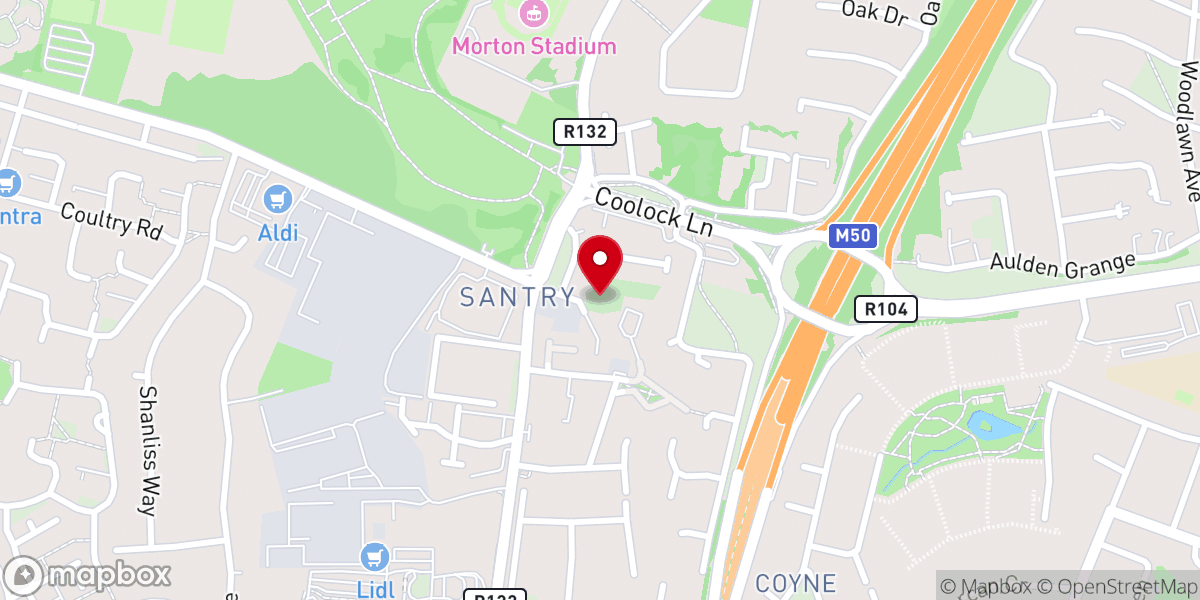 Map showing location of St. Pappan's Church of Ireland, Santry