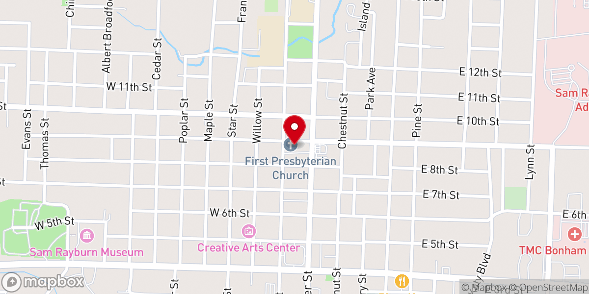 Map showing location of First Presbyterian Church