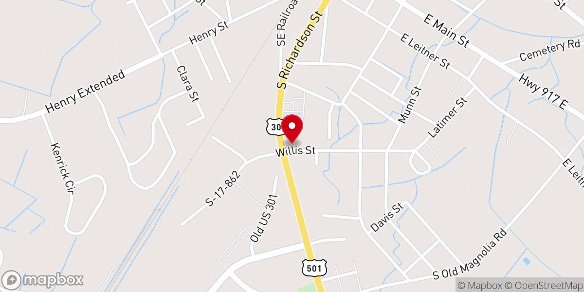 Map showing location of Weston Chapel AME Church