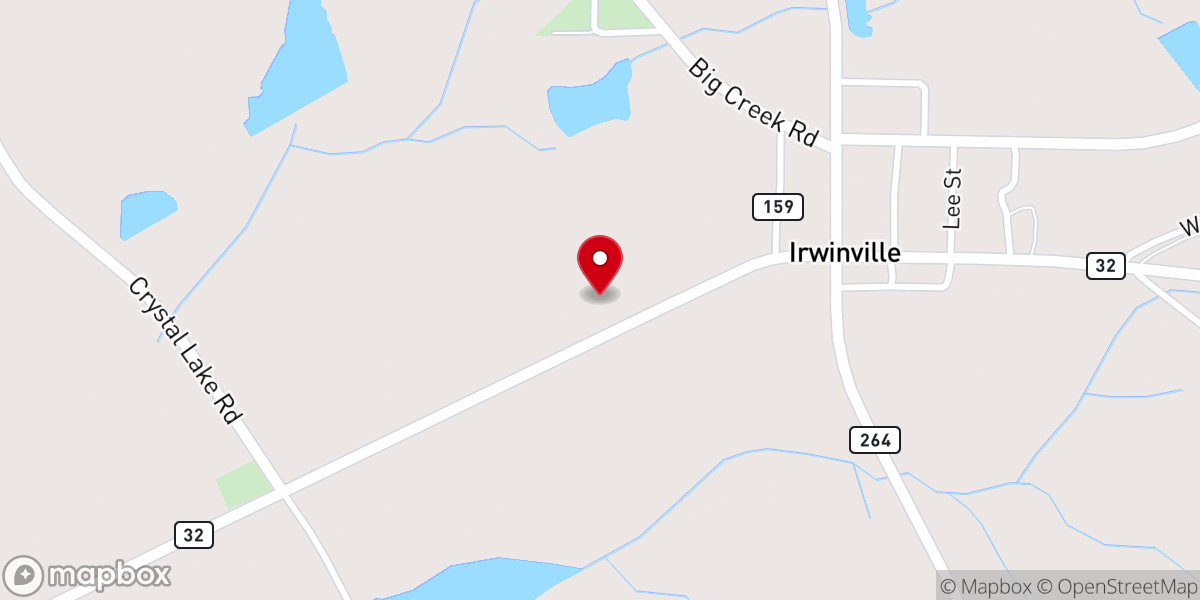 Map showing location of Irwinville Primitive Baptist Church