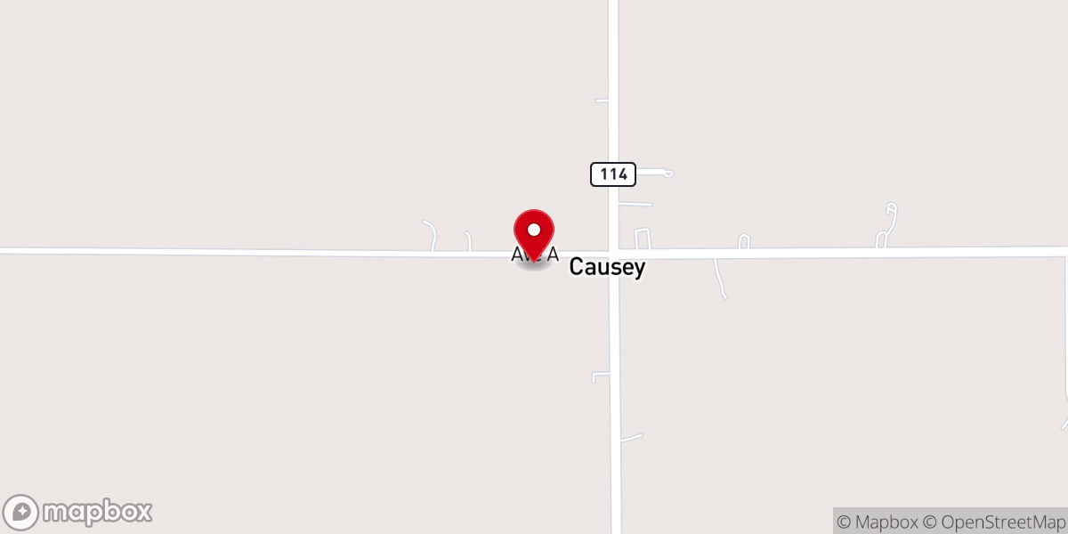Map showing location of Causey Baptist Church