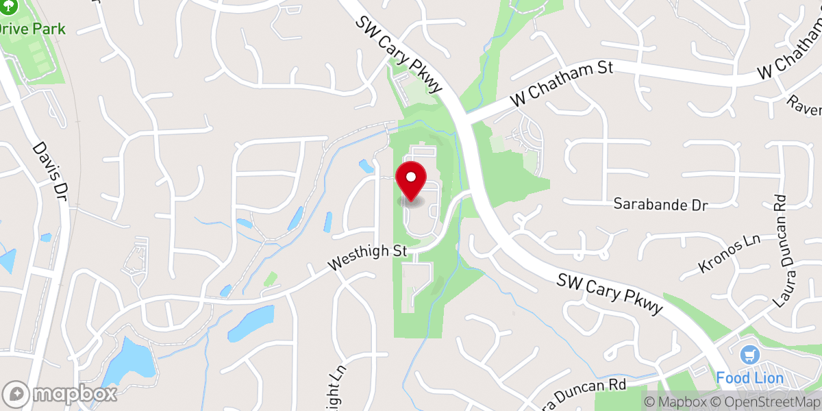 Map showing location of Westwood Baptist Church