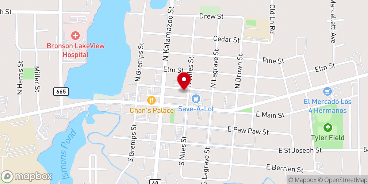 Map showing location of First Christian Church
