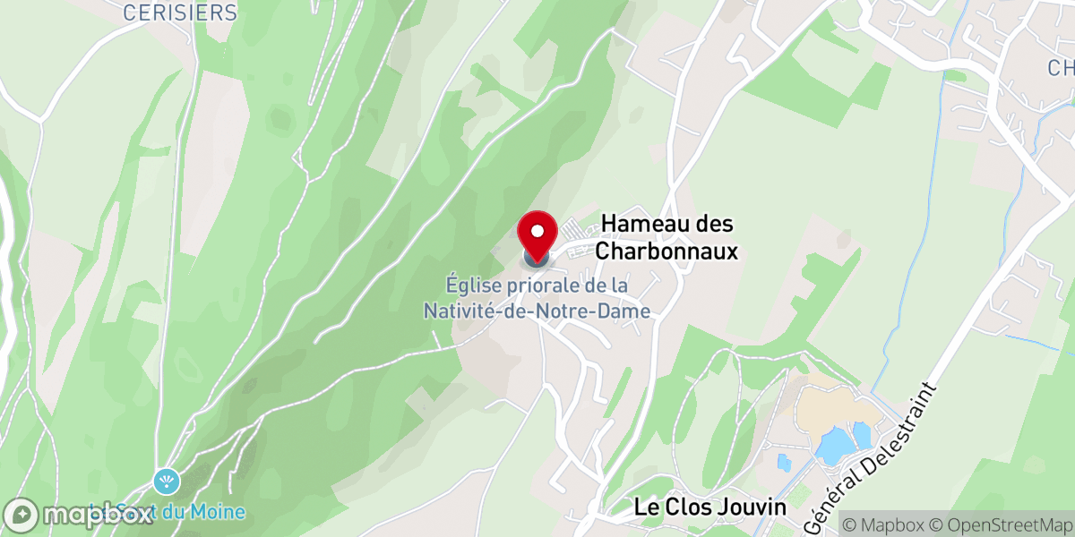 Map showing location of Prieuré des Charbonnaux