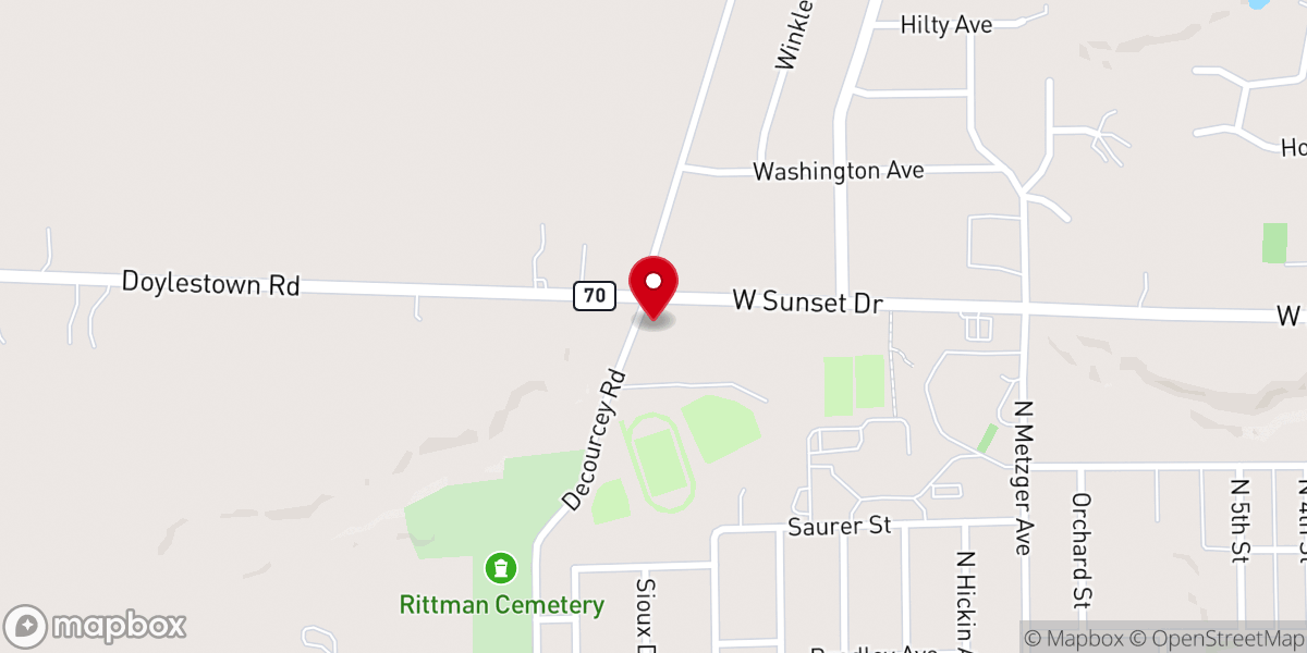 Map showing location of Calvary Baptist Church
