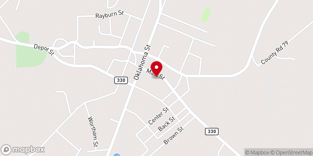 Map showing location of Coffeeville United Methodist Church