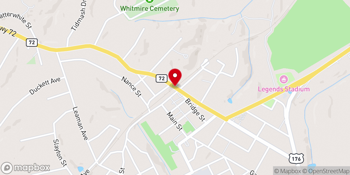 Map showing location of Carol Thomas Memoral Bridge