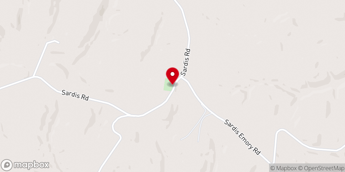 Map showing location of Sardis Presbyterian Church