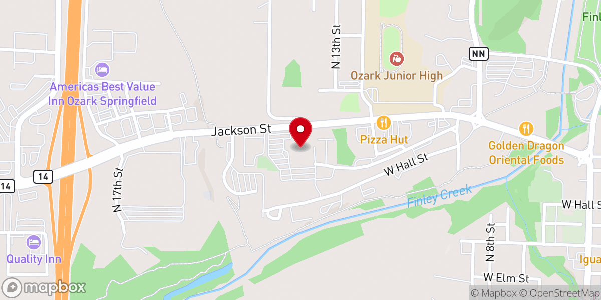 Map showing location of First Baptist Church of Ozark