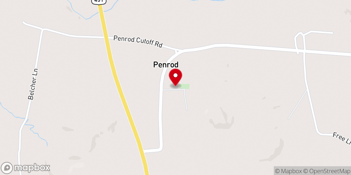 Map showing location of Penrod Baptist Church