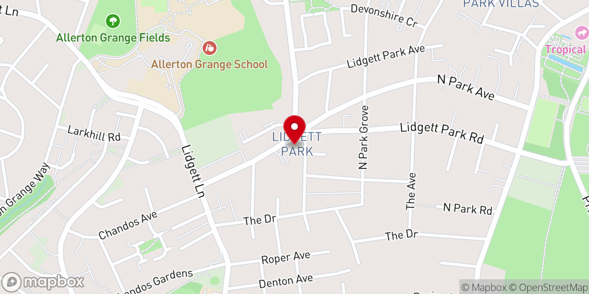 Map showing location of Lidgett Park Methodist Church