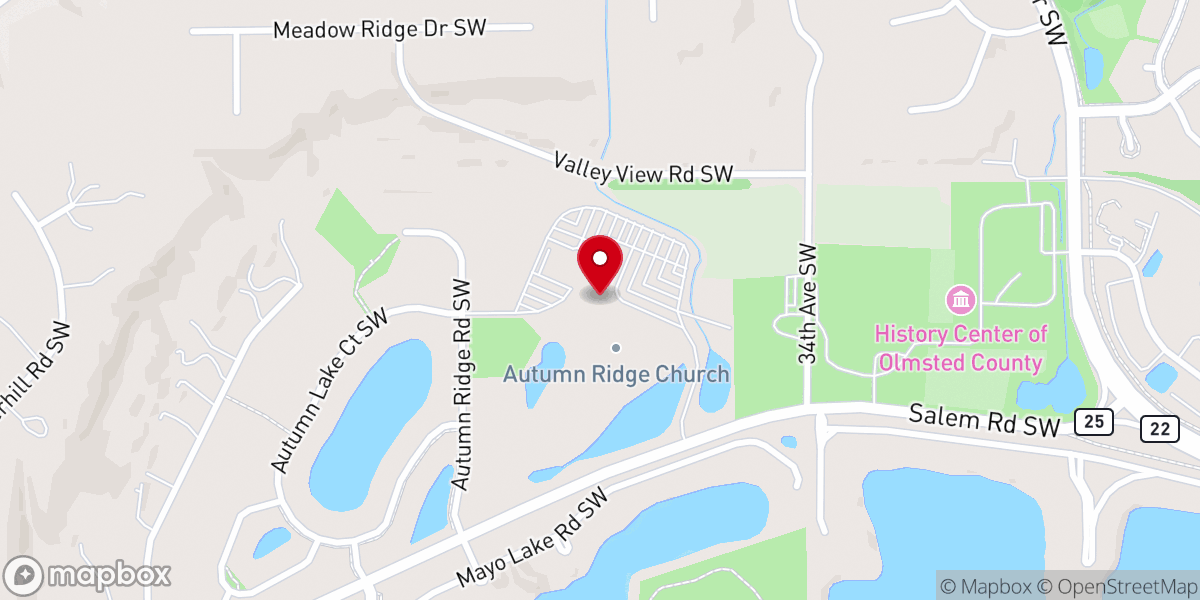 Map showing location of Autumn Ridge Church