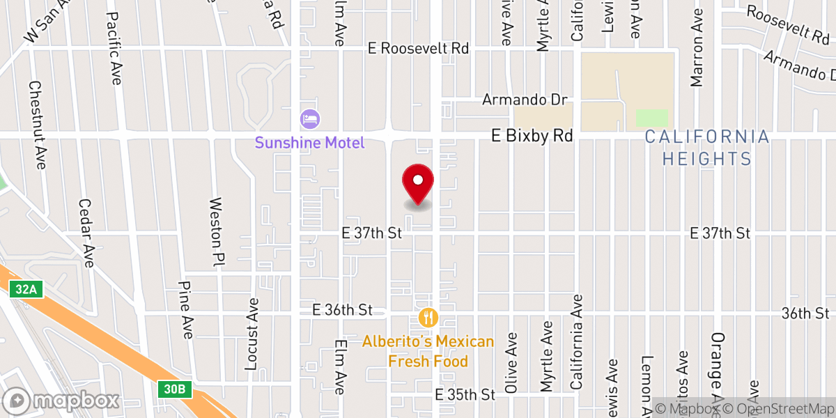Map showing location of Long Beach Church