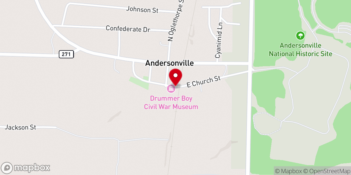 Map showing location of Andersonville Civil War Village