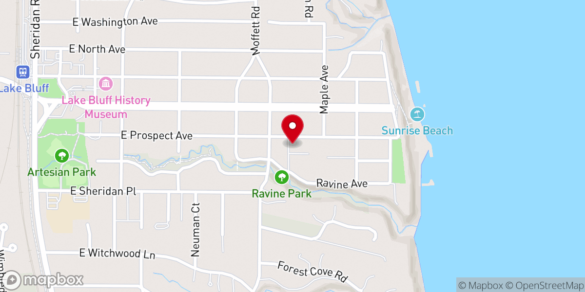 Map showing location of Union Church of Lake Bluff