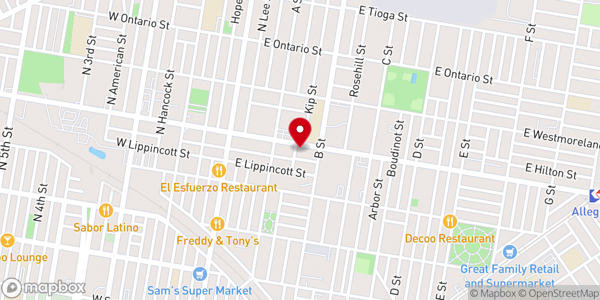 Map showing location of Bethel Temple Church of Christ