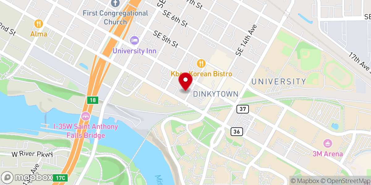 Map showing location of University Baptist Church