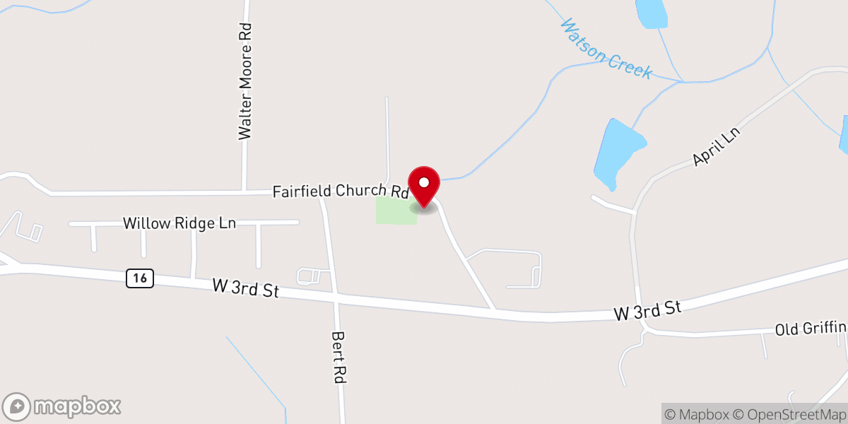 Map showing location of Fairview Church