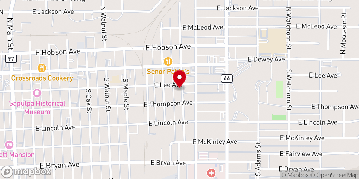 Map showing location of Linden Street Christian Church