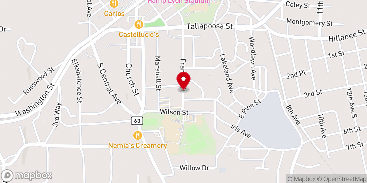 Map showing location of Corinth Baptist Church