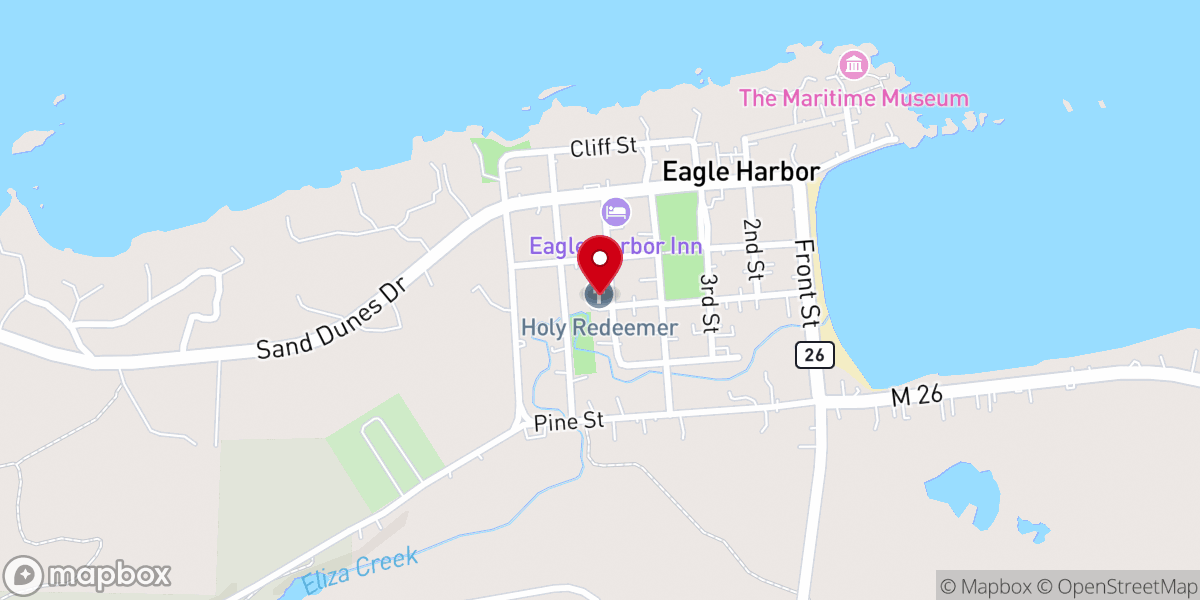 Map showing location of Holy Redeemer Catholic Church, Eagle Harbor