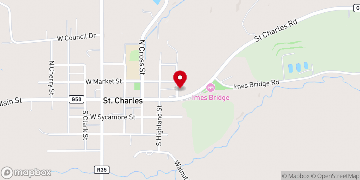 Map showing location of Calvary Baptist Church