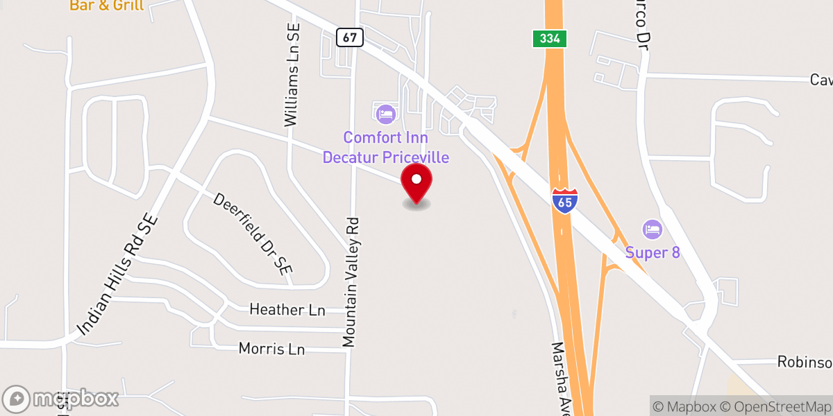 Map showing location of Flint Creek Church