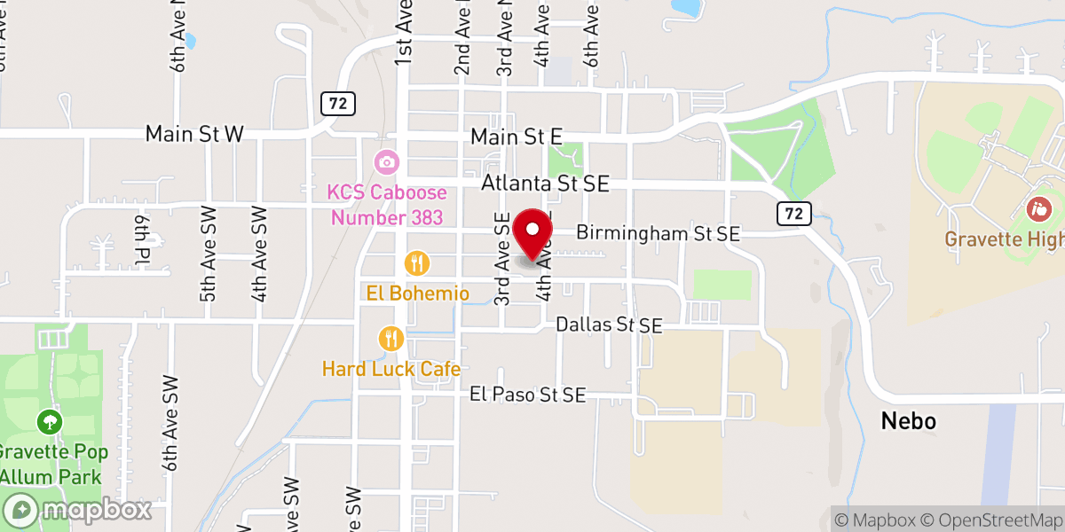 Map showing location of Heritage Baptist Church