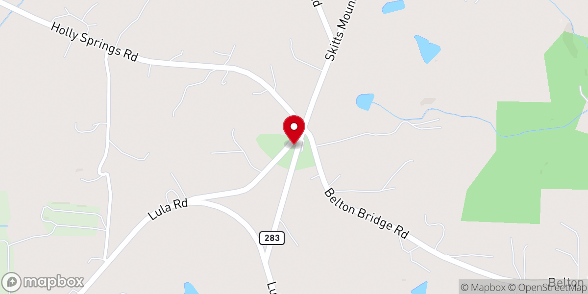 Map showing location of Holly Springs Baptist Church