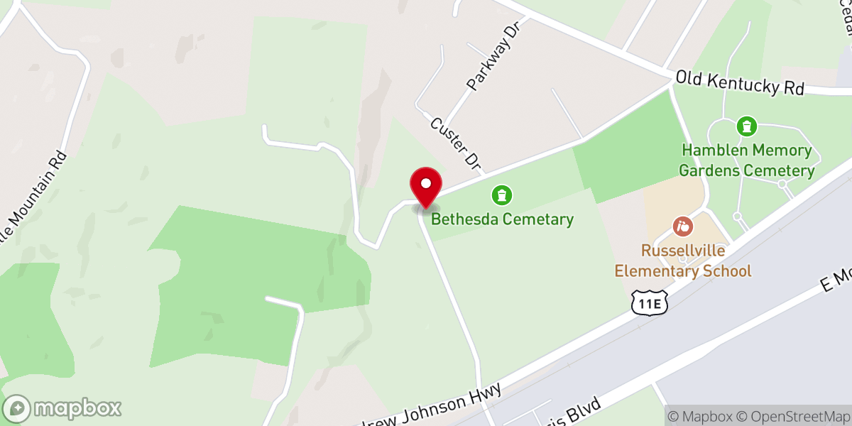 Map showing location of Bethesda Church