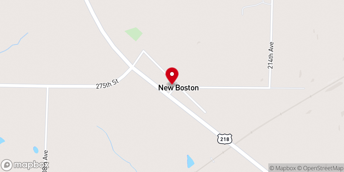 Map showing location of New Boston Mennonite Church