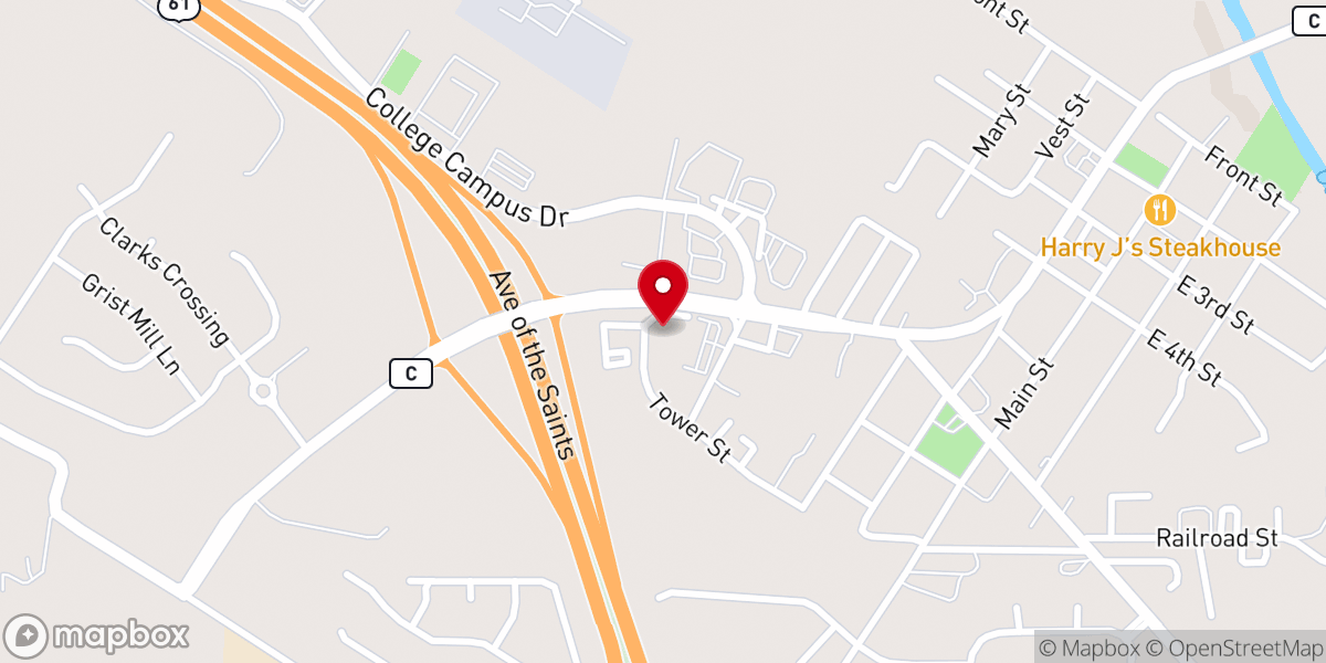 Map showing location of First Baptist Church