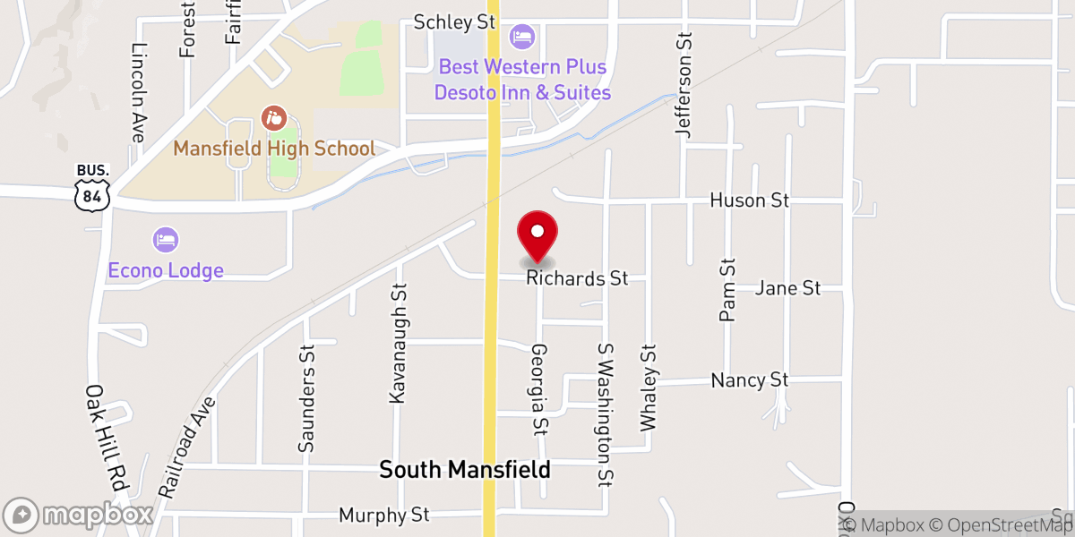 Map showing location of Corinth Missionary Baptist Church of Robeline Louisiana