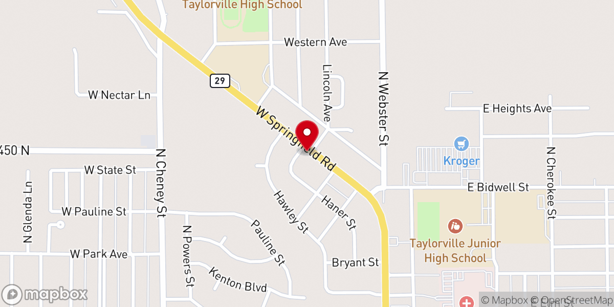 Map showing location of Calvary Baptist Church of Pana