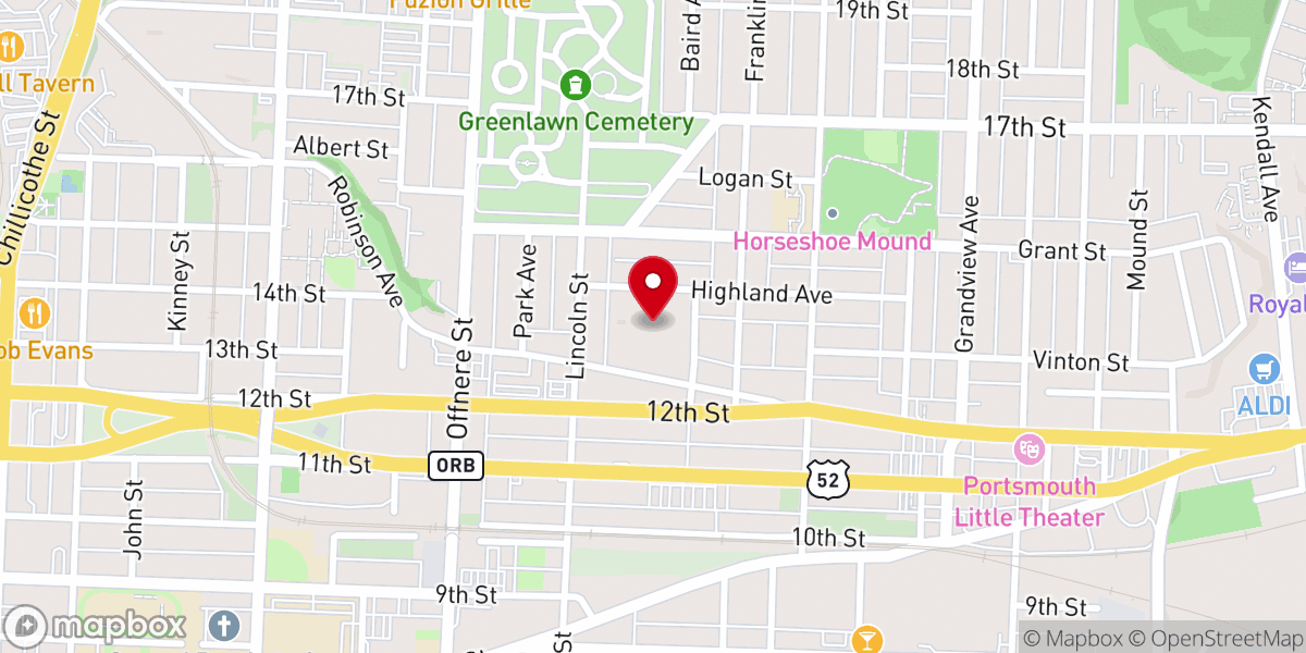 Map showing location of Central Baptist Church