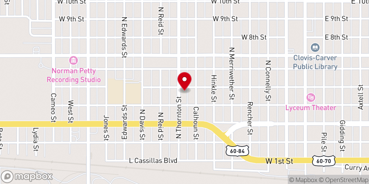 Map showing location of Apostolic Bible Center