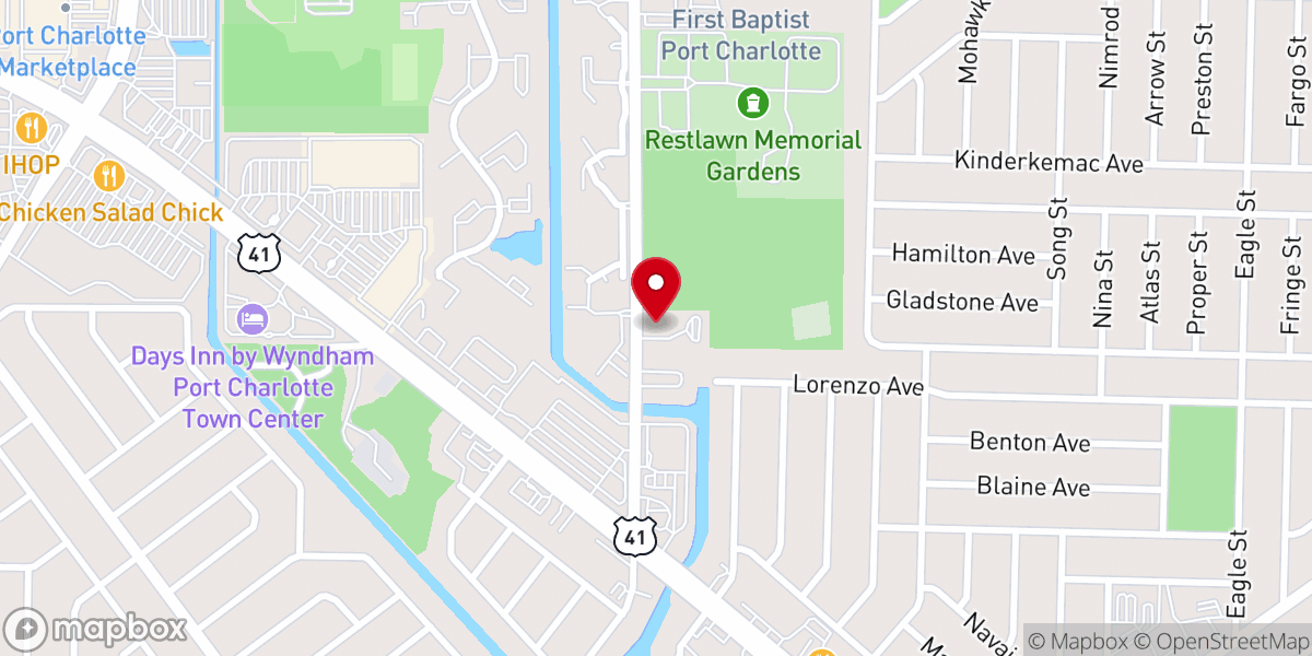 Map showing location of Unitarian Universalist Church