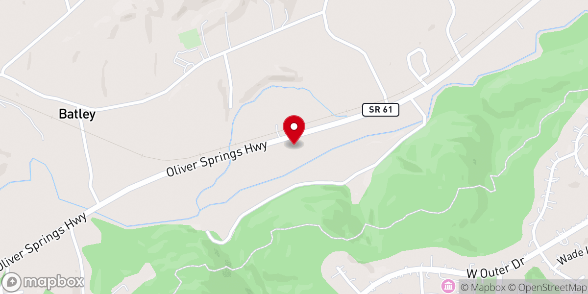 Map showing location of Oak Ridge Primitive Baptist Church