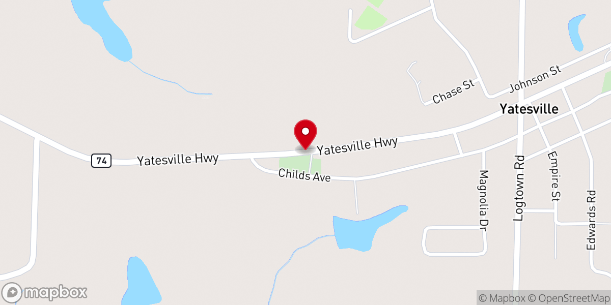 Map showing location of New Hope Primitive Baptist Church