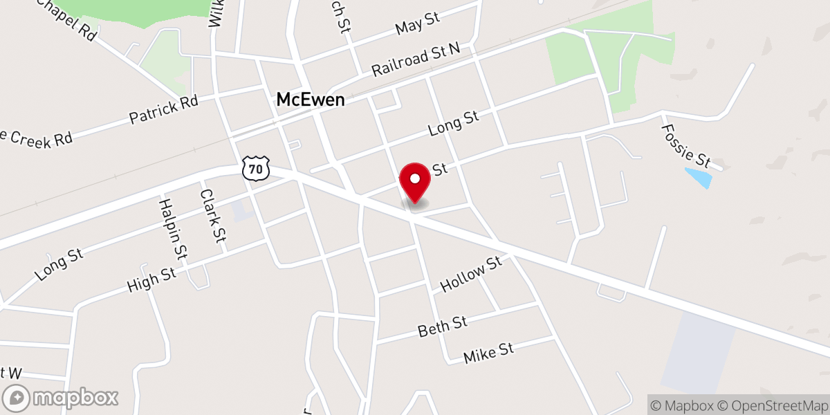 Map showing location of McEwen Church of Christ
